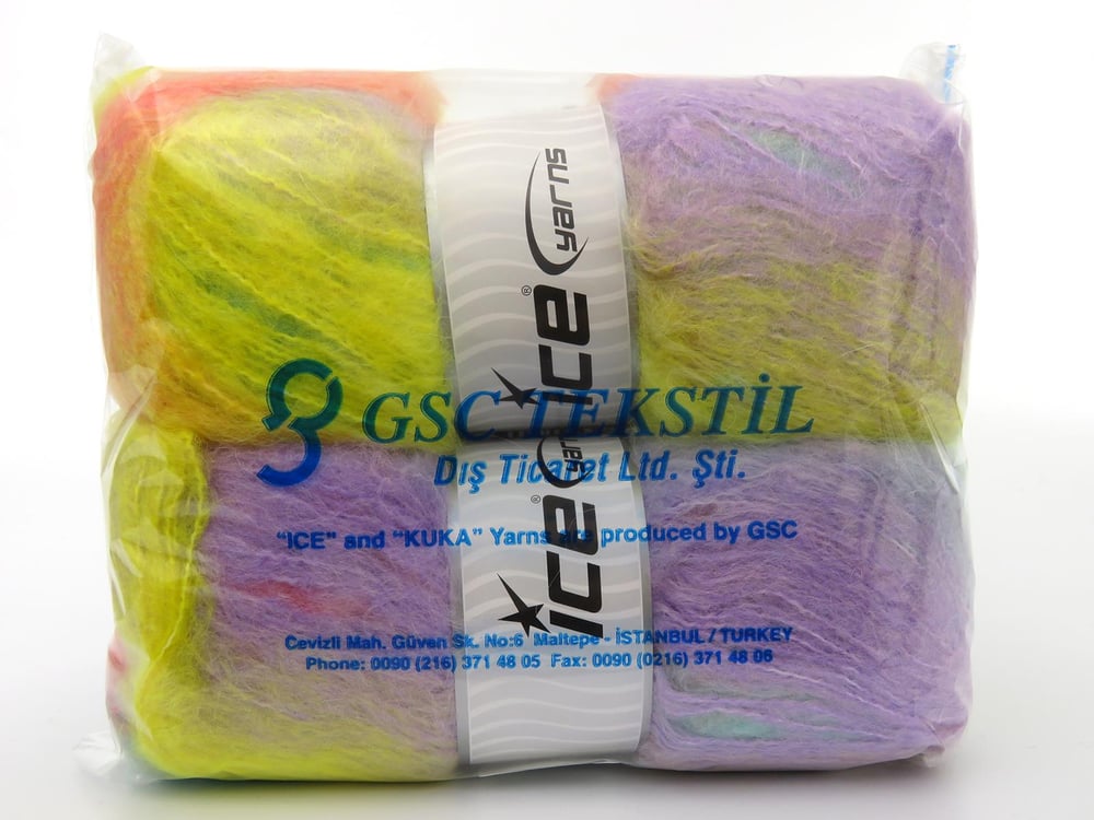2x150gr. BELLA MOHAIR Leylak, Turuncu, Sarı, Nane Yeşil Tiftik, Akrilik Kışlık, Yün, Tiftik, Batik Desenli, Worsted