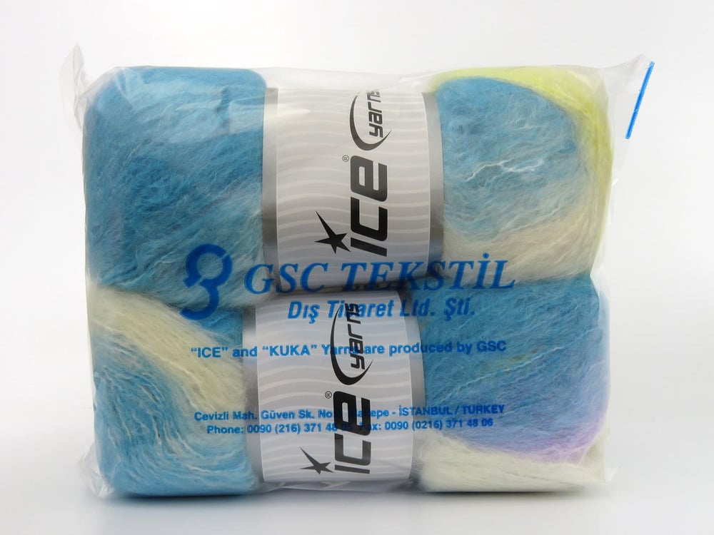 2x150gr. BELLA MOHAIR Beyaz, Leylak, Turkuaz, Sarı Tiftik, Akrilik Kışlık, Yün, Tiftik, Batik Desenli, Worsted