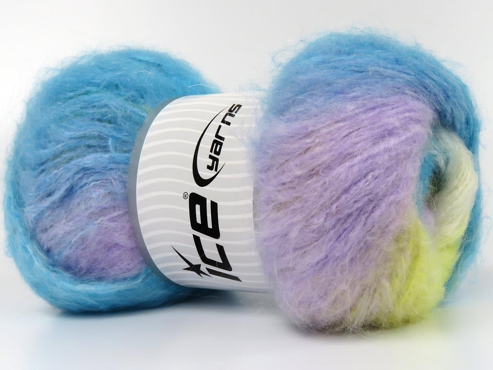 2x150gr. BELLA MOHAIR Beyaz, Leylak, Turkuaz, Sarı Tiftik, Akrilik Kışlık, Yün, Tiftik, Batik Desenli, Worsted