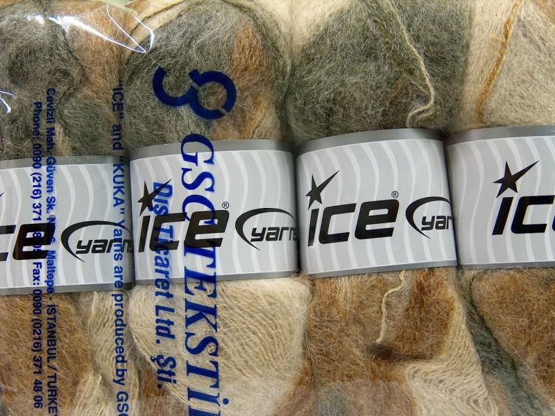4x100gr. BERMUDA MOHAIR Krem, Yeşil Tonları Akrilik, Tiftik Kışlık, Tiftik