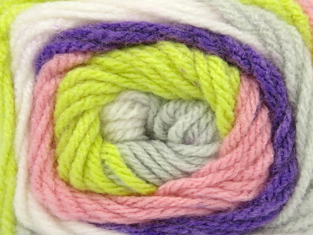 4x100gr. BIG BANG Yeşil, Pembe, Gri, Açık Krem Akrilik Kışlık, Düz iplikler, Batik Desenli, Worsted, 100% Akrilik , Akrilik