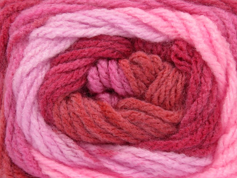 4x100gr. BIG BANG Kırmızı, Pembe tonları, Açık Lila Akrilik Kışlık, Düz iplikler, Batik Desenli, Worsted, 100% Akrilik , Akrilik