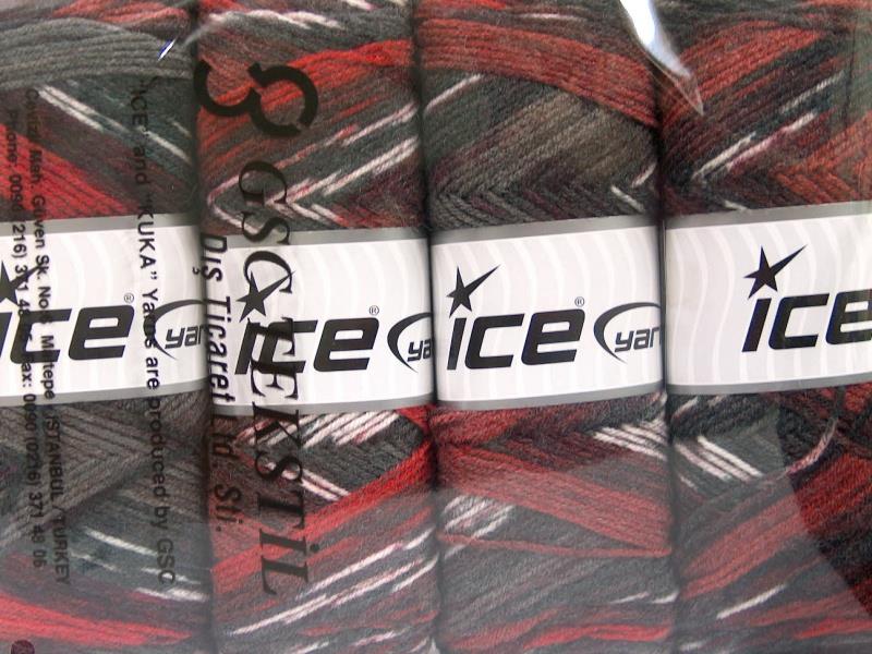 4x100gr. BONITO ETHNIC Bordo, Maron, Gri Tonları Akrilik, Yün Kışlık, Yün, Batik Desenli