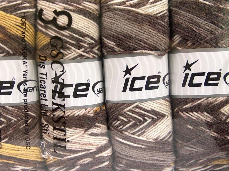 4x100gr. BONITO ETHNIC Krem, Sarı, Kahverengi Tonları Akrilik, Yün Kışlık, Yün, Batik Desenli