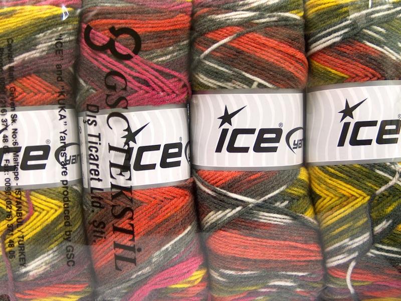 4x100gr. BONITO ETHNIC Pembe, Turuncu, Sarı, Gri, Maron Akrilik, Yün Kışlık, Yün, Batik Desenli