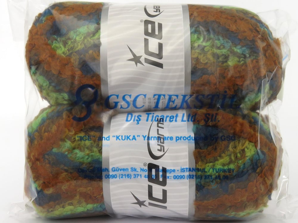 2x150gr. BOUCLE WOOL MAGIC Yeşil, Turkuaz, Altın, Bakır Yün, Akrilik Kışlık, Yün, Buklet, Çok Kalın, Batik Desenli, Akrilik