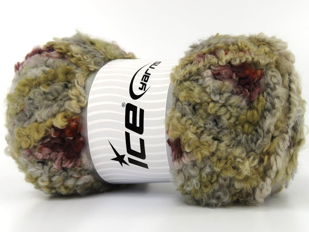 2x150gr. BOUCLE WOOL MAGIC Gri, Bordo, Bakır Yün, Akrilik Kışlık, Yün, Buklet, Çok Kalın, Batik Desenli, Akrilik