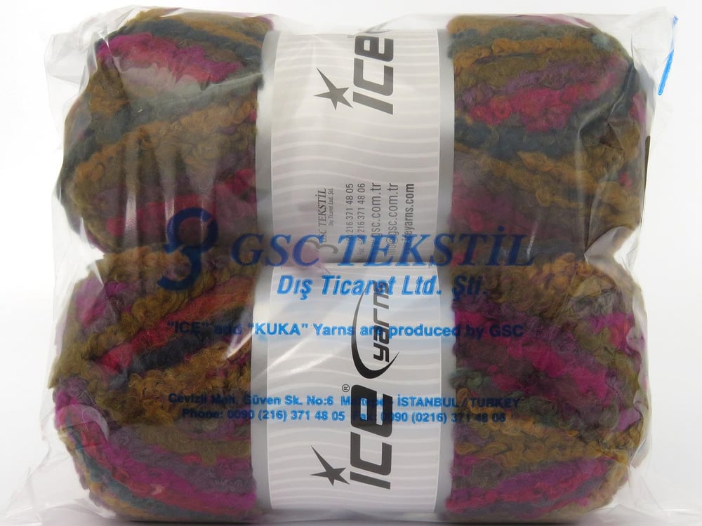 2x150gr. BOUCLE WOOL MAGIC Kırmızı, Altın, Deve Tüyü, Fuşya, Çamurcun Yün, Akrilik Kışlık, Yün, Buklet, Çok Kalın, Batik Desenli, Akrilik