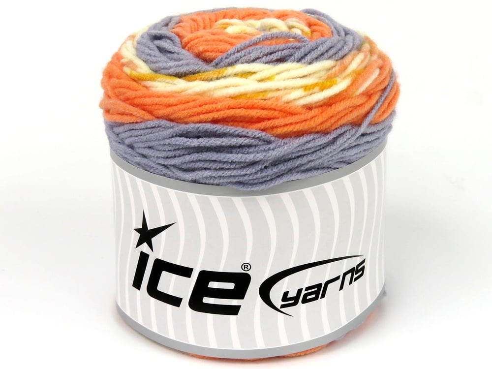 2x140gr. CAKES Krem, Turuncu, Gri, Altın Akrilik Kışlık, Düz iplikler, Batik Desenli, Worsted, 100% Akrilik