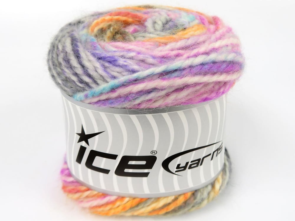 Lot of 2 x 150gr Skeins Ice Yarns CAKES ALPINE ANGORA (20% Angora) Yarn Turquoise Gold Fuchsia Purple Shades