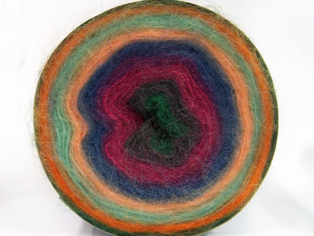 2x200gr. CAKES ANGORA Yeşil, Mavi, Turuncu, Fuşya, Nane Yeşil Angora, Yün, Akrilik Kışlık, Angora, Yün, Batik Desenli