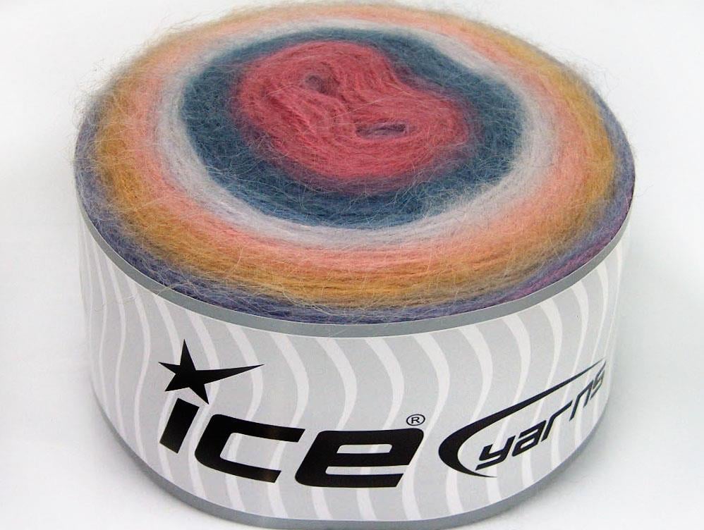 2x200gr. CAKES ANGORA Leylak, Pembe tonları, Mavi Tonları Angora, Yün, Akrilik Kışlık, Angora, Yün, Batik Desenli