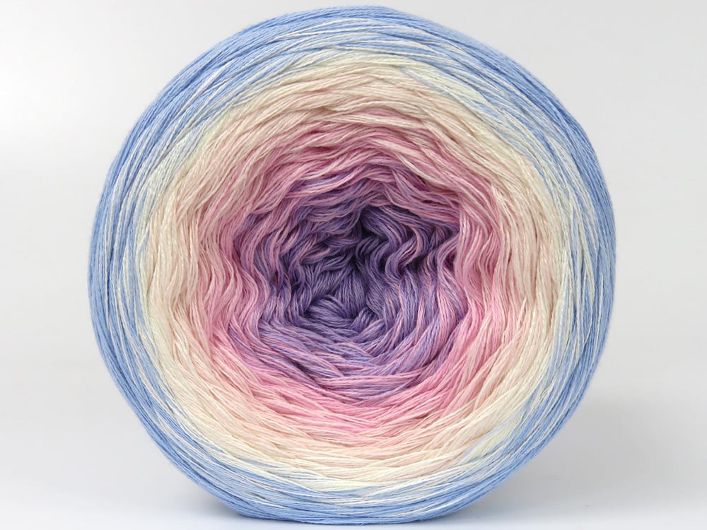 250 gr ICE YARNS CAKES COTTON FINE (50% Cotton) Yarn Light Lilac Light Pink White Light Blue