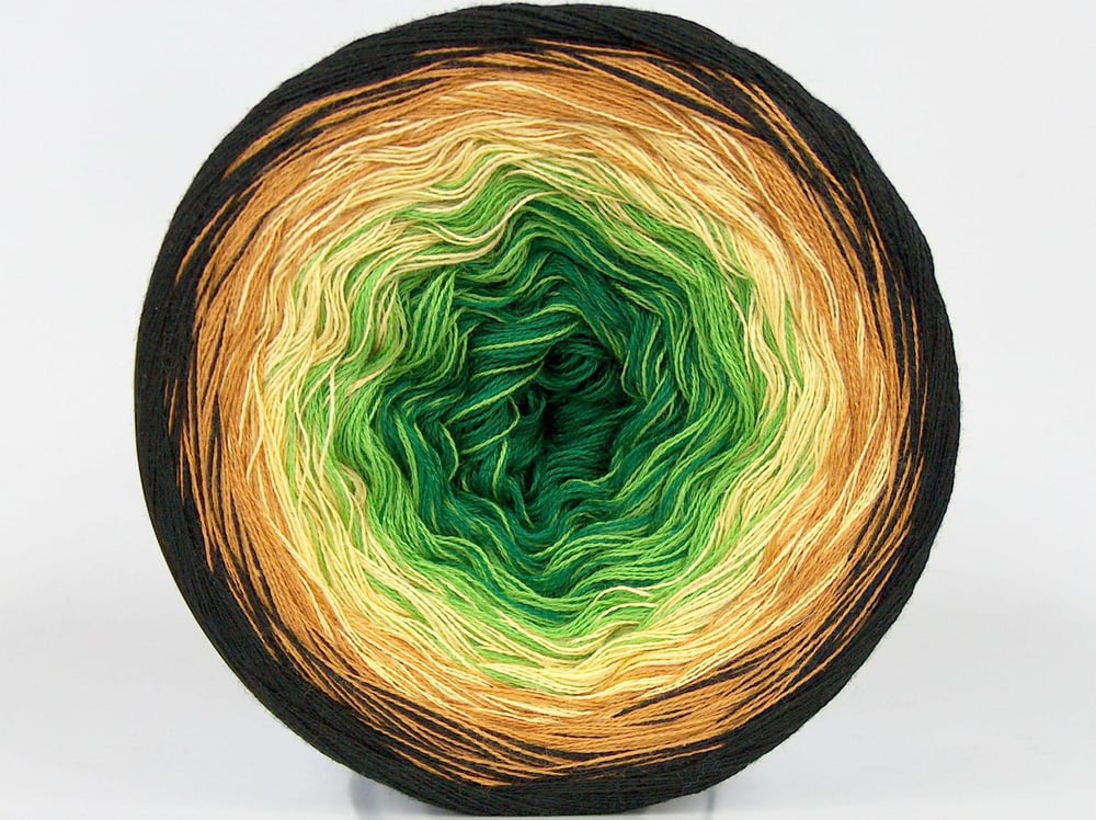 250 gr ICE YARNS CAKES COTTON FINE (50% Cotton) Yarn Green Shades Yellow Gold Black