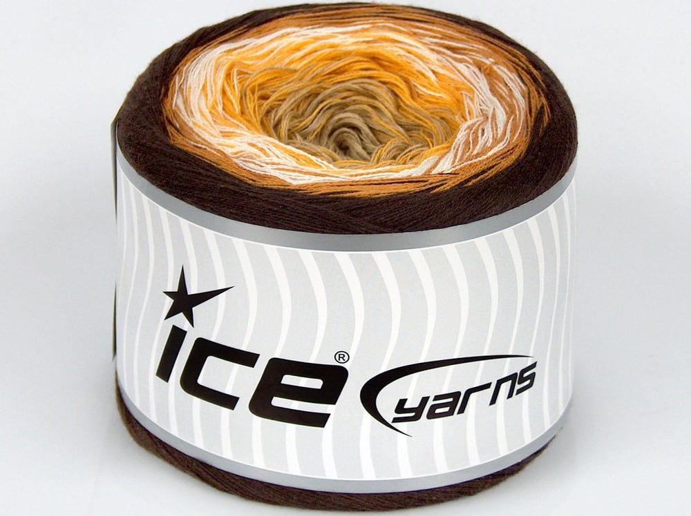 250 gr ICE YARNS CAKES COTTON FINE (50% Cotton) Yarn Light Camel Yellow White Brown Shades
