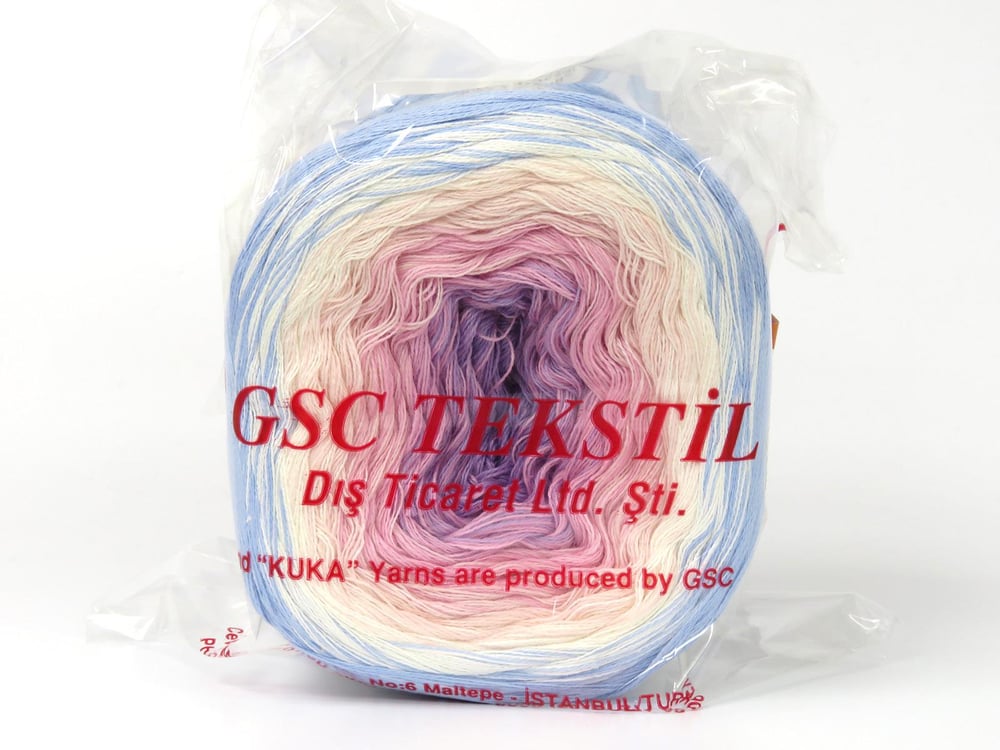 250 gr ICE YARNS CAKES COTTON FINE (50% Cotton) Yarn Light Lilac Light Pink White Light Blue