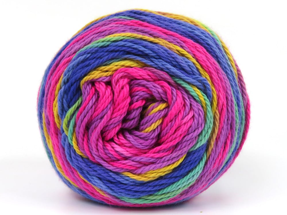 3x100gr. CAKES COTTON ROYAL Gökkuşağı Pamuk Bebe, Yazlık İplikler, Pamuk, Batik Desenli, %100 Pamuk, Makina Yıkama