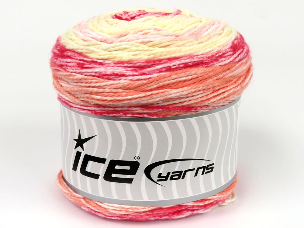 3x100gr. CAKES COTTON ROYAL Beyaz, Kırmızı, Turuncu, Açık Pembe, Açık Sarı Pamuk Bebe, Yazlık İplikler, Pamuk, Batik Desenli, %100 Pamuk, Makina Yıkama