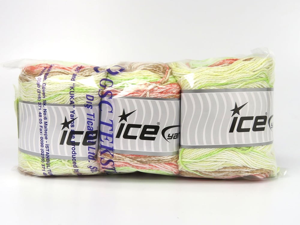 3x100gr. CAKES COTTON ROYAL Kahverengi, Yeşil, Beyaz, Sarı, Somon Pamuk Bebe, Yazlık İplikler, Pamuk, Batik Desenli, %100 Pamuk, Makina Yıkama