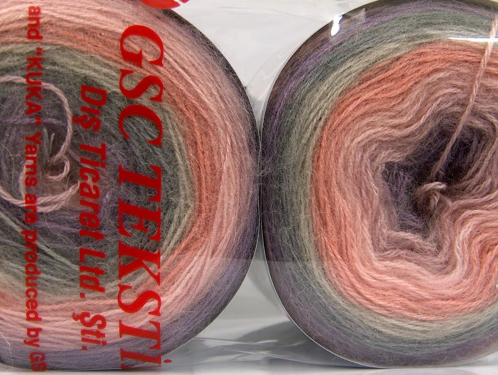 2x150gr. CAKES MOHAIR Pembe, Leylak, Gri, Somon Tiftik, Yün, Premium Akrilik Kışlık, Yün, Tiftik, Batik Desenli