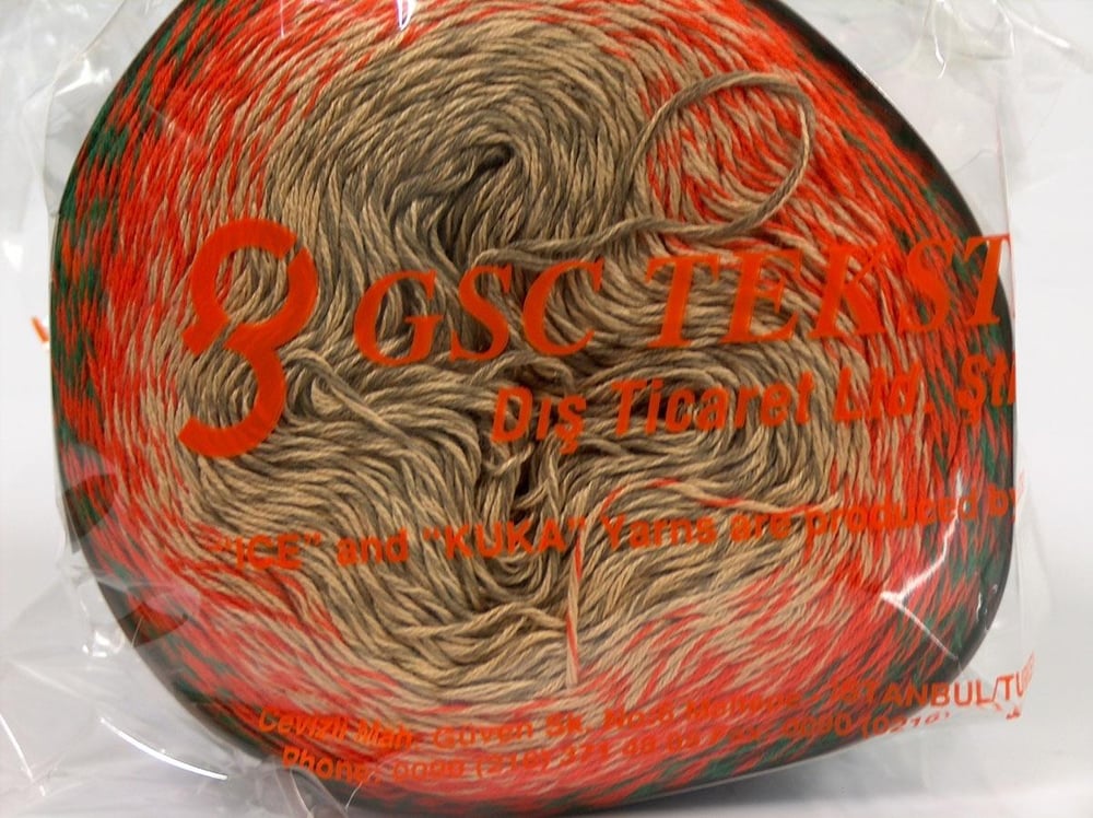 1x250gr. CAKES PUZZLE Yeşil, Krem, Turuncu, Deve Tüyü Organik Pamuk Yazlık İplikler, Organik Pamuk, Pamuk, Batik Desenli