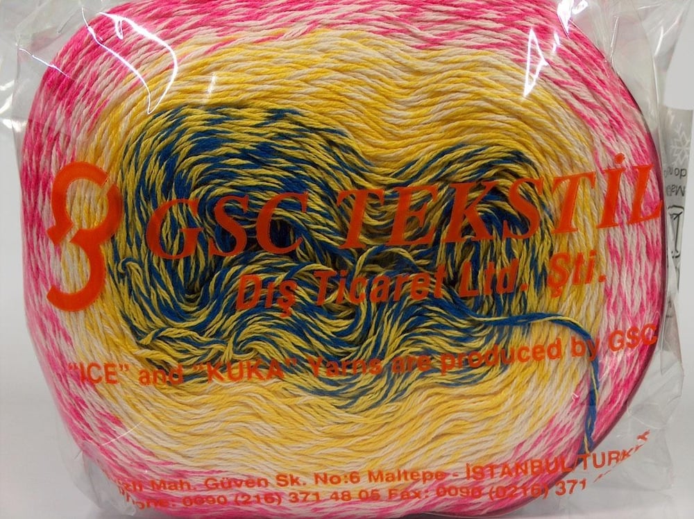 1x250gr. CAKES PUZZLE Pembe, Mavi, Beyaz, Sarı Organik Pamuk Yazlık İplikler, Organik Pamuk, Pamuk, Batik Desenli