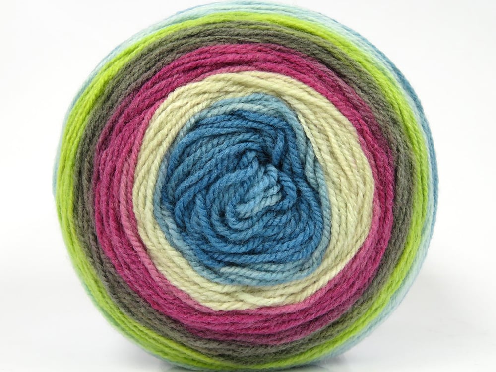 2x150gr. CAKES WOOL DK Kahverengi, Yeşil, Fuşya, Bej, Turkuaz Tonları Yün, Premium Akrilik Kışlık, Yün, Batik Desenli