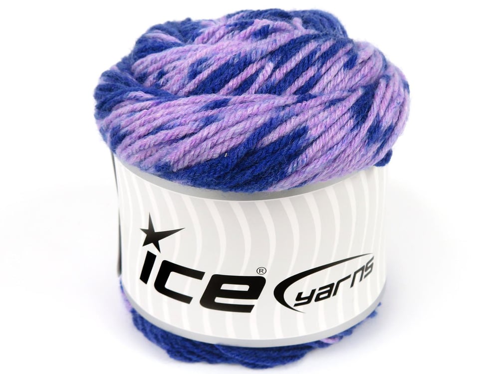 2x150gr. CAKES WOOL DESIGN Mavi, Leylak Tonları Yün, Akrilik Kışlık, Yün, Batik Desenli, Worsted, Akrilik