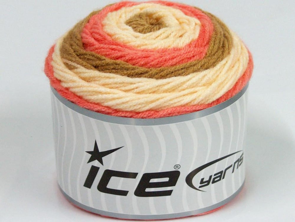 2x140gr. CAKES Krem, Haki, Somon Akrilik Kışlık, Düz iplikler, Batik Desenli, Worsted, 100% Akrilik