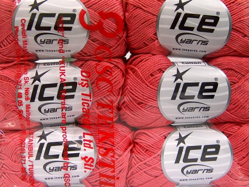 Lot of 6 Skeins Ice Yarns CAMILLA COTTON (100% Mercerized Cotton) Yarn Salmon