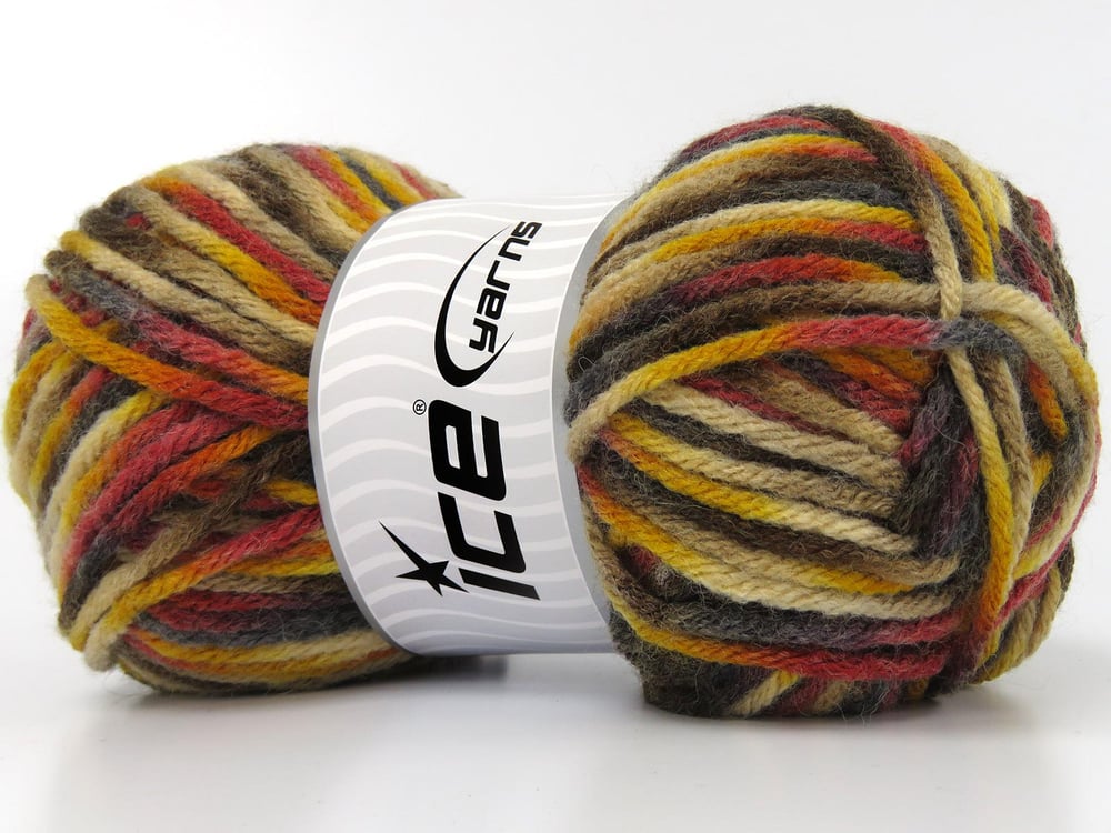 4x100gr. CARNIVAL Siyah, Kırmızı, Krem, Altın, Kahverengi Tonları Yün, Premium Akrilik Kışlık, Yün, Batik Desenli, Kalın, Akrilik