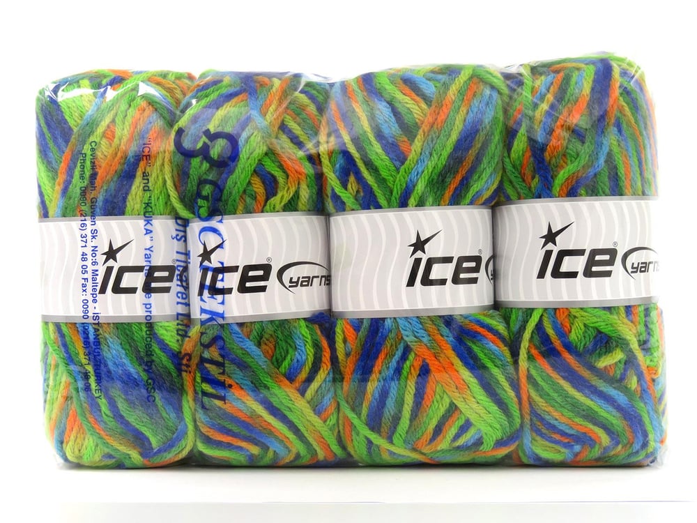 4x100gr. CARNIVAL Altın, Yeşil Tonları, Mavi Tonları Yün, Premium Akrilik Kışlık, Yün, Batik Desenli, Kalın, Akrilik