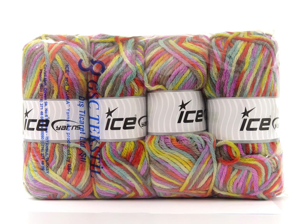 4x100gr. CARNIVAL Yeşil, Leylak, Sarı, Gri, Deve Tüyü, Bakır, Bej Yün, Premium Akrilik Kışlık, Yün, Batik Desenli, Kalın, Akrilik