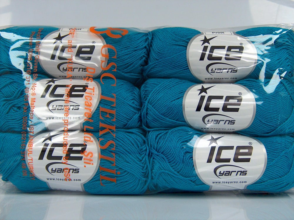 6x50gr. CECILIA COTTON Turkuaz Merserize Pamuk Yazlık İplikler, Pamuk, %100 Pamuk
