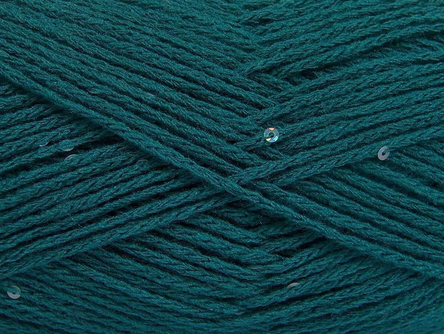 4x100gr. CHAIN PAILLETTE Zümrüt Yeşil Akrilik Boncuklu Pullu, Worsted