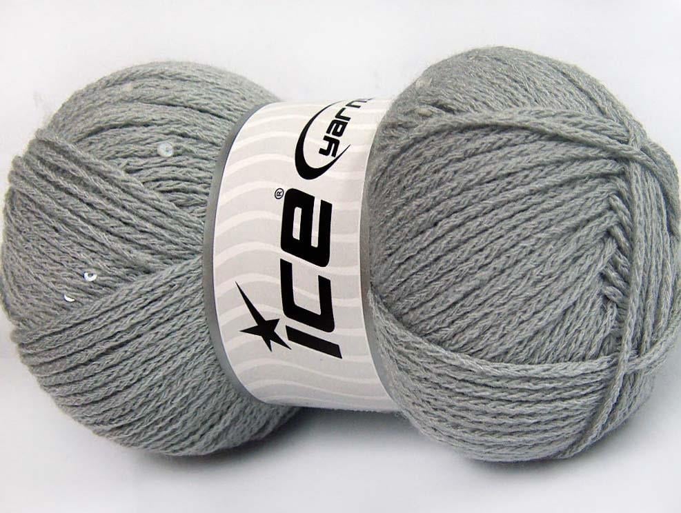 4x100gr. CHAIN PAILLETTE Açık Gri Akrilik Boncuklu Pullu, Worsted