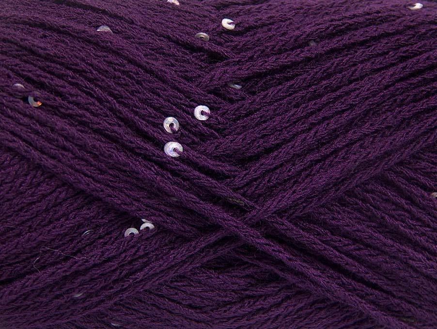 4x100gr. CHAIN PAILLETTE Mor Akrilik Boncuklu Pullu, Worsted