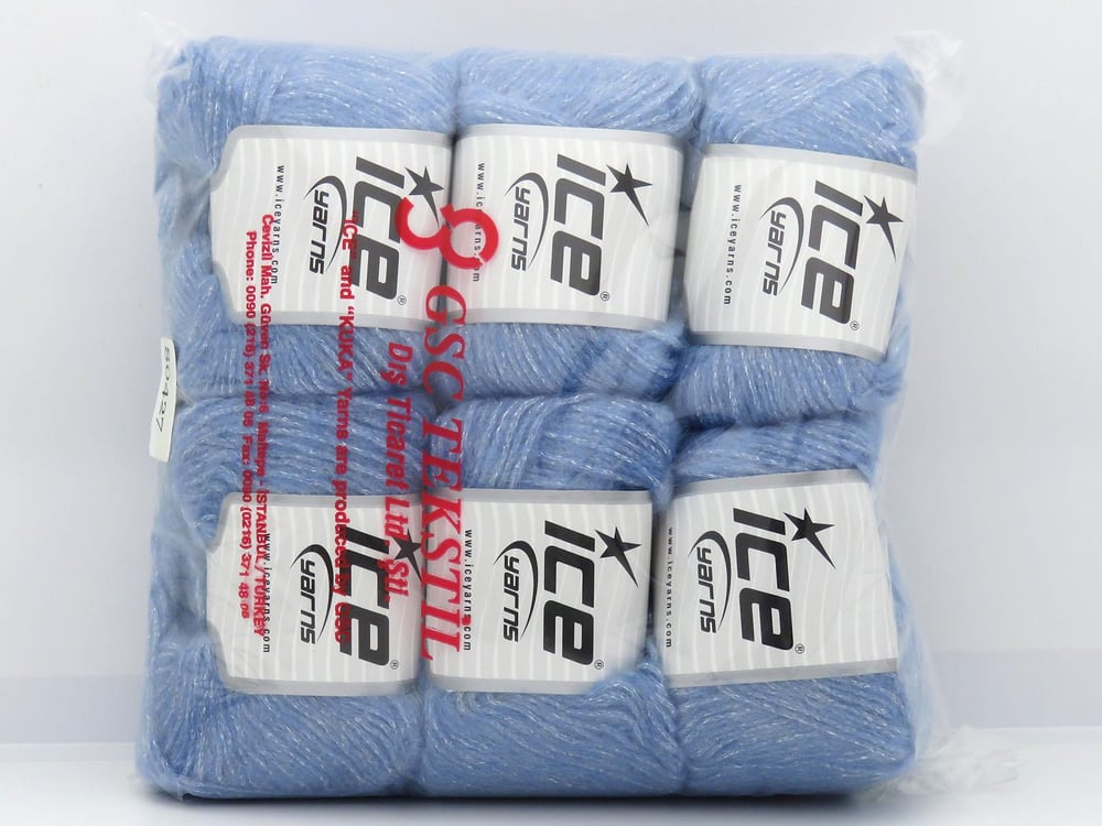 6x50gr. CHARM Mavi Tiftik, Metalik Simli, Akrilik Metalik Simli, Lüks, Kışlık, Yün, Tiftik, Akrilik