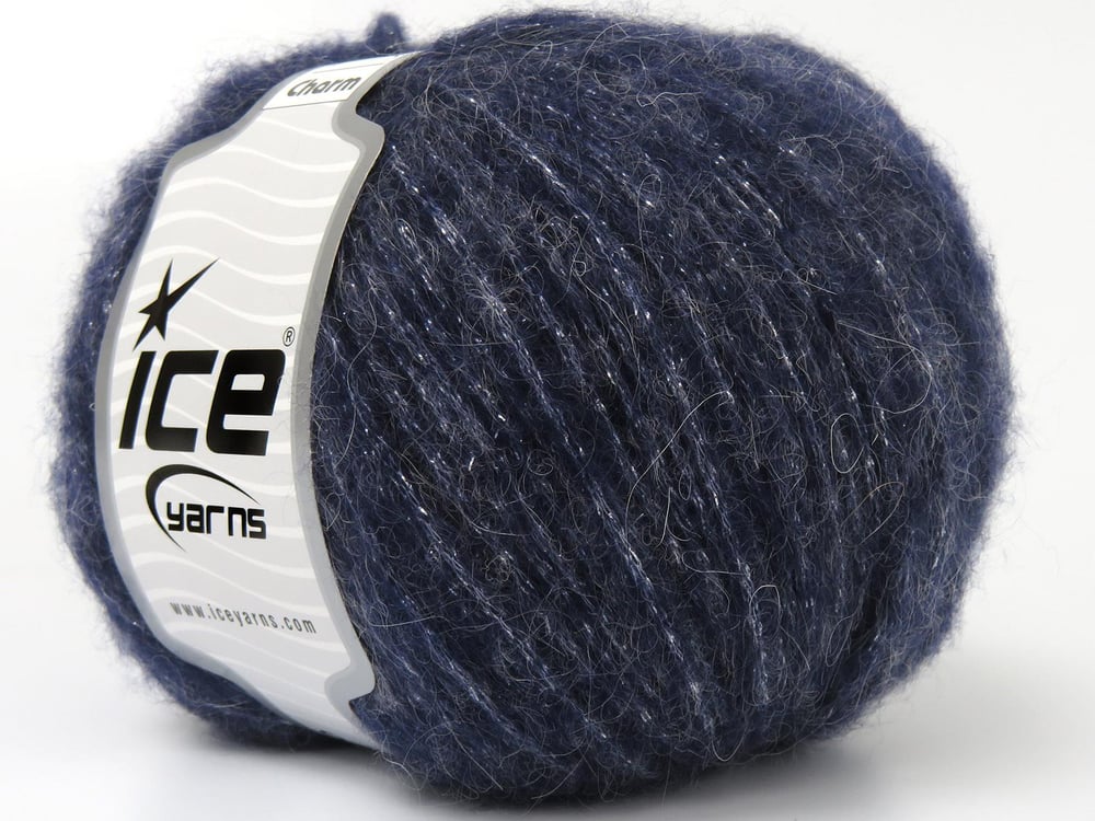 6x50gr. CHARM lacivert Tiftik, Metalik Simli, Akrilik Metalik Simli, Lüks, Kışlık, Yün, Tiftik, Akrilik