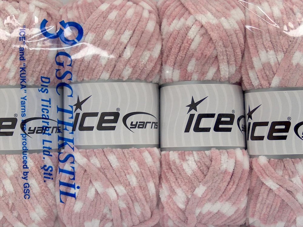 4x100gr. CHENILLE BABY COLORS Beyaz, Açık Lila Mikro Fiber Kışlık, Bebe, Şönil, Batik Desenli, Worsted