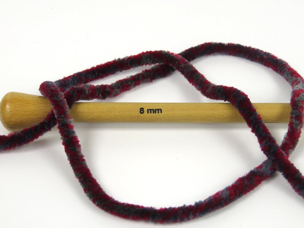 4x100gr. CHENILLE SAFARI Gri, Bordo Mikro Fiber Kışlık, Şönil, Çok Kalın, Batik Desenli