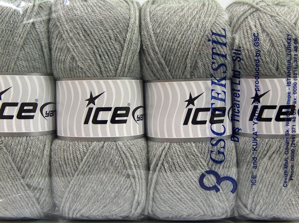 4x100gr. CLASSIC DK Açık Gri Akrilik Kışlık, Düz iplikler, 100% Akrilik