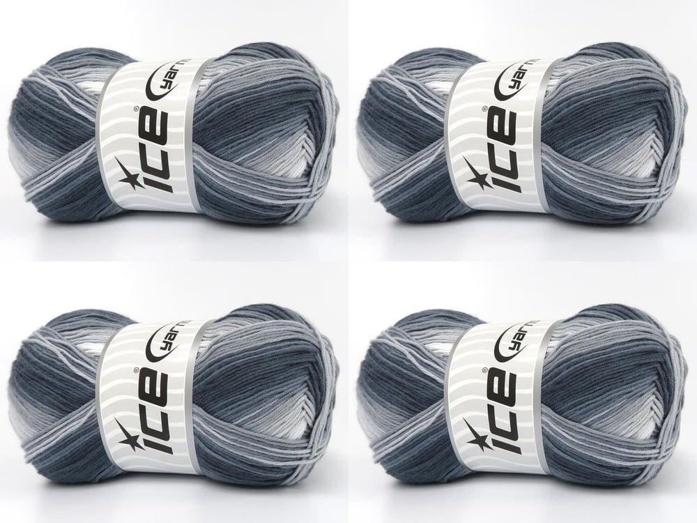 4x100gr. COTTON MAGIC Gri Tonları Pamuk Bebe, Yazlık İplikler, Pamuk, Batik Desenli, %100 Pamuk