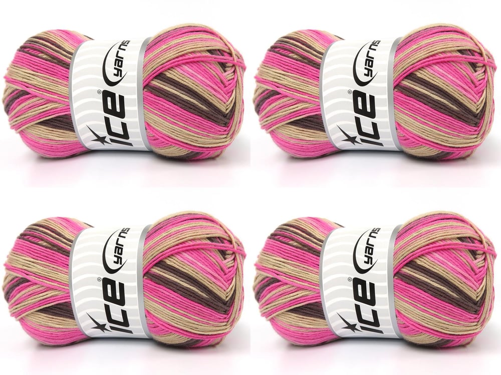 4x100gr. COTTON MAGIC Pembe tonları Pamuk Bebe, Yazlık İplikler, Pamuk, Batik Desenli, %100 Pamuk