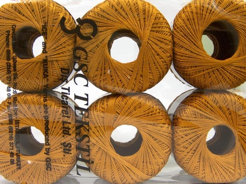 6x50gr. DAPHNE COTTON Karamel Merserize Pamuk Çok İnce, Yazlık İplikler, Pamuk, Tığ İşi, %100 Pamuk
