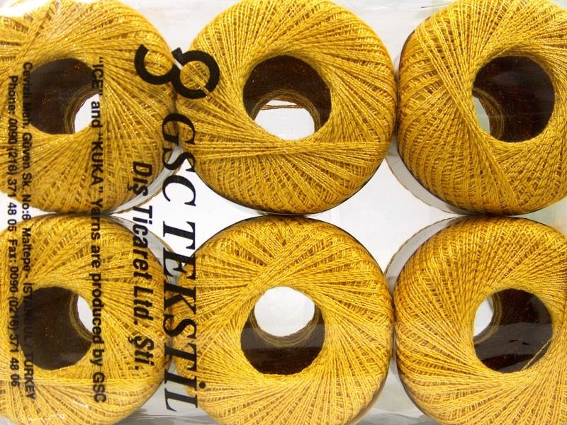 6x50gr. DAPHNE COTTON METALLIC Altın Metalik Simli, Merserize Pamuk Metalik Simli, Çok İnce, Yazlık İplikler, Pamuk