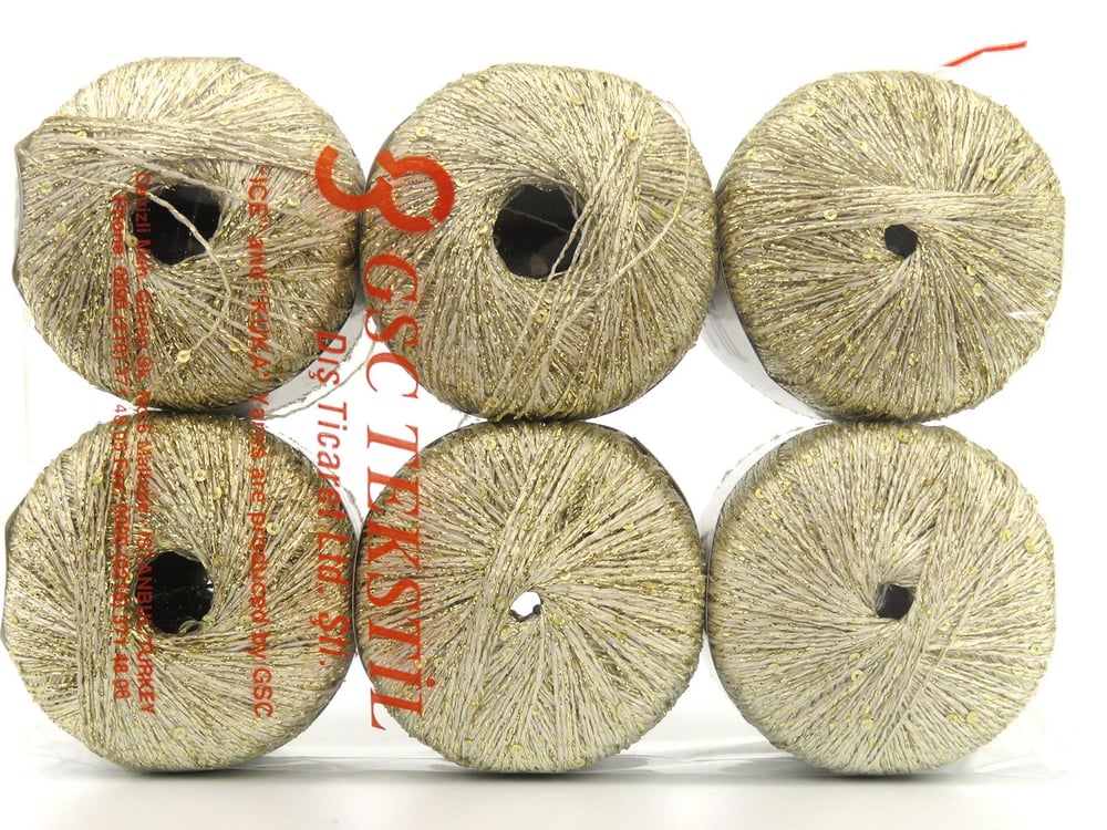 6x25gr. DAZZLE PAILLETTE Altın Metalik Simli Metalik Simli, Yazlık İplikler, Boncuklu Pullu
