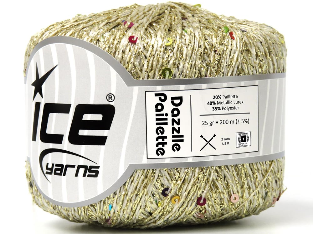 6x25gr. DAZZLE PAILLETTE Altın, Gökkuşağı Metalik Simli Metalik Simli, Yazlık İplikler, Boncuklu Pullu