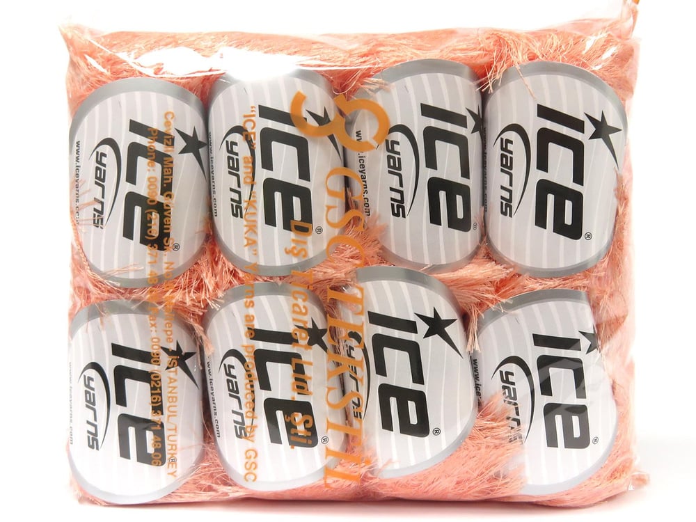 8x50gr. EYELASH GLITZ 50GR Açık Somon Simli Metalik Simli, Yumoş, Sakallı, Kışlık, Kalın