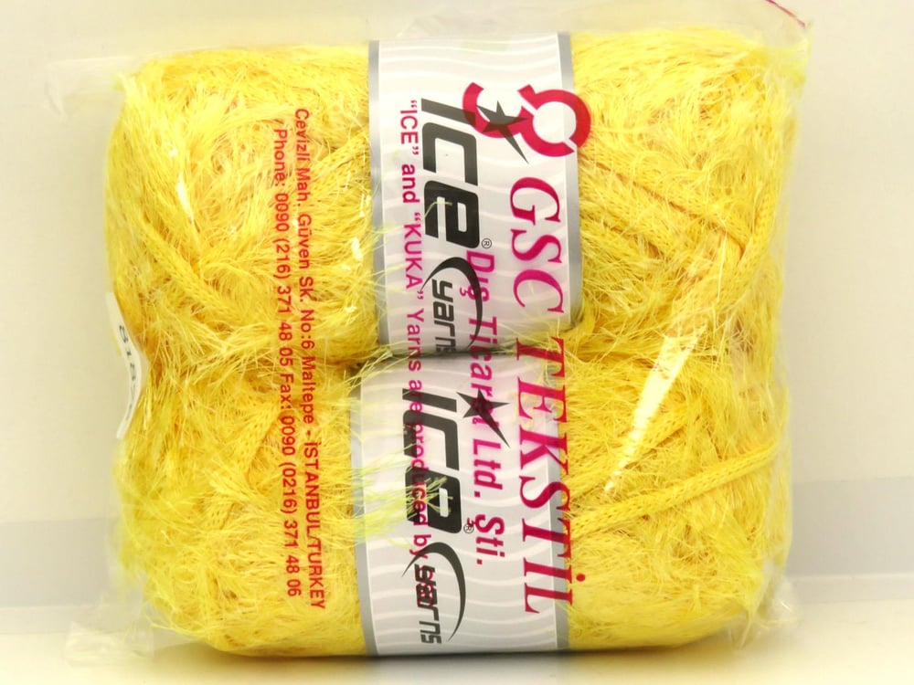 2x200gr. EYELASH SUPERBULKY Açık Sarı  Yumoş, Sakallı, Kışlık, Çok Kalın